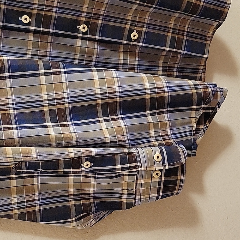 Peter Millar Button-Down - Navy Plaid - Large - image 6